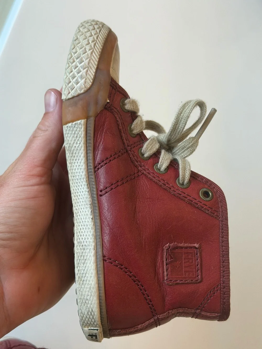FRYE Kids Greene High Top Sneaker Boots Unisex Size 9 Red Ankle Converse Type